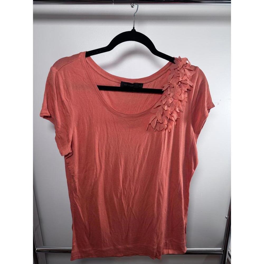 Stylish Coral Top with Floral Accent by The Limited - XL